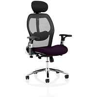 Sanderson II Mesh Back Operator Chair, Headrest, Height Adjustable Arms, Tansy Purple