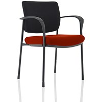 Brunswick Deluxe Visitor Chair, With Arms, Black Frame, Black Fabric Back, Fabric Seat, Ginseng Chilli