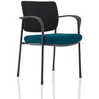 Brunswick Deluxe Visitor Chair, With Arms, Black Frame, Black Fabric Back, Fabric Seat, Maringa Teal