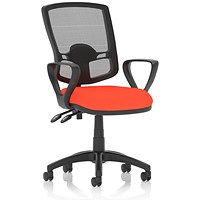 Eclipse Plus II Deluxe Mesh Back Operator Chair, Fixed Height Arms, Tabasco Orange