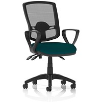 Eclipse Plus III Deluxe Mesh Back Operator Chair, Fixed Height Arms, Maringa Teal Eclipse Plus III Deluxe Mesh Back Operator Chair, Fixed Height Arms, Maringa Teal