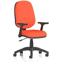 Eclipse Plus I Operator Chair, Tabasco Orange, With Height Adjustable And Folding Arms