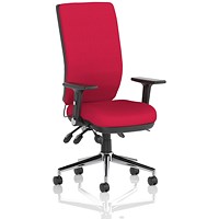 Chiro High Back Task Operators Chair, Height Adjustable & Folding Arms, Bergamot Cherry