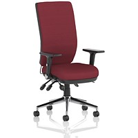 Chiro High Back Task Operators Chair, Height Adjustable & Folding Arms, Ginseng Chilli