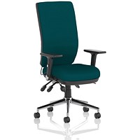 Chiro High Back Task Operators Chair, Height Adjustable & Folding Arms, Maringa Teal