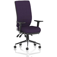 Chiro High Back Task Operators Chair, Height Adjustable & Folding Arms, Tansy Purple