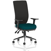 Chiro High Back Task Operators Chair, Height Adjustable & Folding Arms, Maringa Teal