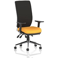Chiro High Back Task Operators Chair, Height Adjustable & Folding Arms, Senna Yellow
