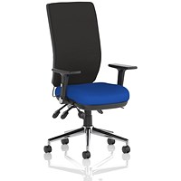 Chiro High Back Task Operators Chair, Height Adjustable & Folding Arms, Stevia Blue