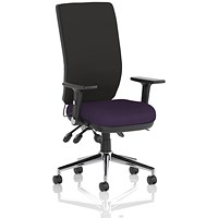 Chiro High Back Task Operators Chair, Height Adjustable & Folding Arms, Tansy Purple