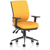 Chiro Medium Back Task Operators Chair, Height Adjustable & Folding Arms, Senna Yellow