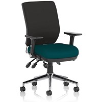 Chiro Medium Back Task Operators Chair, Height Adjustable & Folding Arms, Maringa Teal