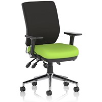 Chiro Medium Back Task Operators Chair, Height Adjustable & Folding Arms, Myrrh Green