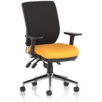 Chiro Medium Back Task Operators Chair, Height Adjustable & Folding Arms, Senna Yellow