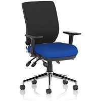Chiro Medium Back Task Operators Chair, Height Adjustable & Folding Arms, Stevia Blue