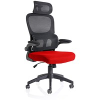 Iris Task Mesh Back Operator Chair, Headrest, Folding Arms, Bergamot Cherry