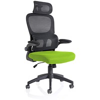 Iris Task Mesh Back Operator Chair, Headrest, Folding Arms, Myrrh Green