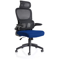 Iris Task Operator Chair, Black Mesh Back, Stevia Blue Fabric Seat, With Headrest