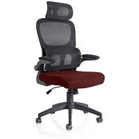 Iris Task Mesh Back Operator Chair, Headrest, Folding Arms, Ginseng Chilli