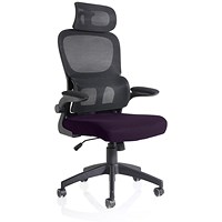 Iris Task Mesh Back Operator Chair, Headrest, Folding Arms, Tansy Purple