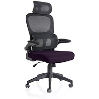 Iris Task Operator Chair, Black Mesh Back, Tansy Purple Fabric Seat, With Headrest