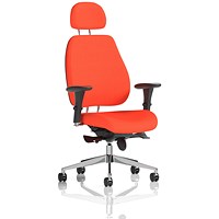 Chiro Plus Posture Chair with Headrest, Tabasco Orange, With Height Adjustable Arms