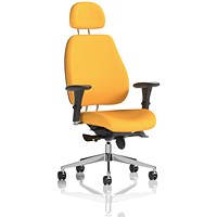 Chiro Plus Posture Chair with Headrest, Senna Yellow, With Height Adjustable Arms