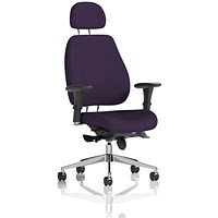 Chiro Plus Posture Chair with Headrest, Tansy Purple, With Height Adjustable Arms