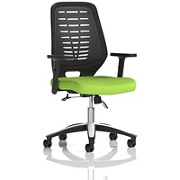 Relay Task Operator Chair, Black Mesh Back, Myrrh Green, With Height Adjustable Arms