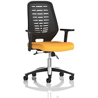 Relay Black Mesh Back Task Operator Chair, Height Adjustable Arms, Senna Yellow