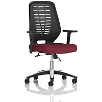 Relay Black Mesh Back Task Operator Chair, Height Adjustable Arms, Ginseng Chilli