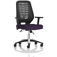 Relay Black Mesh Back Task Operator Chair, Height Adjustable Arms, Tansy Purple