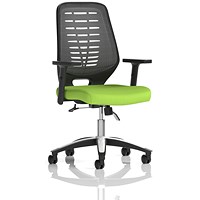 Relay Silver Mesh Back Task Operator Chair, Height Adjustable Arms, Myrrh Green
