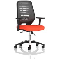 Relay Silver Mesh Back Task Operator Chair, Height Adjustable Arms, Tabasco Orange