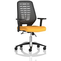 Relay Silver Mesh Back Task Operator Chair, Height Adjustable Arms, Senna Yellow