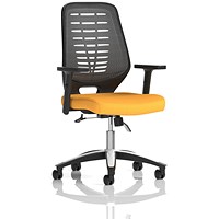 Relay Task Operator Chair, Silver Mesh Back, Senna Yellow, With Height Adjustable Arms