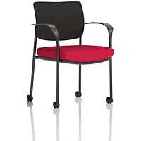 Brunswick Deluxe Visitors Chair, Black Frame, Black Back, With Arms & Castors, Bergamot Cherry Brunswick Deluxe Visitors Chair, Black Frame, Black Back, With Arms & Castors, Bergamot Cherry
