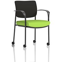 Brunswick Deluxe Visitors Chair, Black Frame, Black Back, With Arms and Castors, Myrrh Green Brunswick Deluxe Visitors Chair, Black Frame, Black Back, With Arms and Castors, Myrrh Green