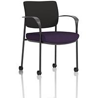 Brunswick Deluxe Visitors Chair, Black Frame, Black Back, With Arms and Castors, Tansy Purple Brunswick Deluxe Visitors Chair, Black Frame, Black Back, With Arms and Castors, Tansy Purple