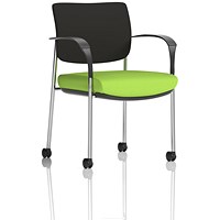 Brunswick Deluxe Visitors Chair, Chrome Frame, Black Back, With Arms and Castors, Myrrh Green Brunswick Deluxe Visitors Chair, Chrome Frame, Black Back, With Arms and Castors, Myrrh Green