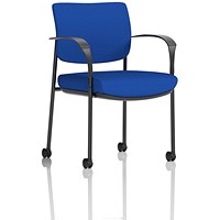 Brunswick Deluxe Visitors Chair, Black Frame, With Arms and Castors, Stevia Blue Brunswick Deluxe Visitors Chair, Black Frame, With Arms and Castors, Stevia Blue