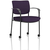 Brunswick Deluxe Visitors Chair, Black Frame, With Arms and Castors, Tansy Purple Brunswick Deluxe Visitors Chair, Black Frame, With Arms and Castors, Tansy Purple