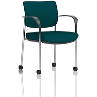 Brunswick Deluxe Visitors Chair, Chrome Frame, With Arms and Castors, Maringa Teal Brunswick Deluxe Visitors Chair, Chrome Frame, With Arms and Castors, Maringa Teal