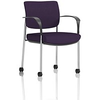 Brunswick Deluxe Visitors Chair, Chrome Frame, With Arms and Castors, Tansy Purple Brunswick Deluxe Visitors Chair, Chrome Frame, With Arms and Castors, Tansy Purple
