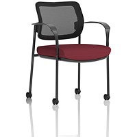 Brunswick Deluxe Visitors Chair, Black Frame, Mesh Back, With Arms and Castors, Ginseng Chilli Brunswick Deluxe Visitors Chair, Black Frame, Mesh Back, With Arms and Castors, Ginseng Chilli