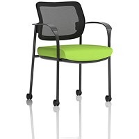 Brunswick Deluxe Visitors Chair, Black Frame, Mesh Back, With Arms and Castors, Myrrh Green Brunswick Deluxe Visitors Chair, Black Frame, Mesh Back, With Arms and Castors, Myrrh Green