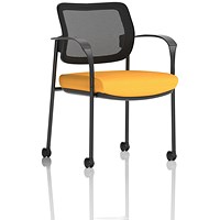 Brunswick Deluxe Visitors Chair, Black Frame, Mesh Back, With Arms and Castors, Senna Yellow Brunswick Deluxe Visitors Chair, Black Frame, Mesh Back, With Arms and Castors, Senna Yellow