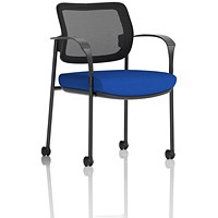 Brunswick Deluxe Visitors Chair, Black Frame, Mesh Back, With Arms and Castors, Stevia Blue Brunswick Deluxe Visitors Chair, Black Frame, Mesh Back, With Arms and Castors, Stevia Blue