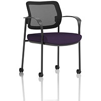 Brunswick Deluxe Visitors Chair, Black Frame, Mesh Back, With Arms and Castors, Tansy Purple Brunswick Deluxe Visitors Chair, Black Frame, Mesh Back, With Arms and Castors, Tansy Purple