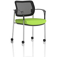 Brunswick Deluxe Visitors Chair, Chrome Frame, Black Back, With Arms and Castors, Myrrh Green Brunswick Deluxe Visitors Chair, Chrome Frame, Black Back, With Arms and Castors, Myrrh Green